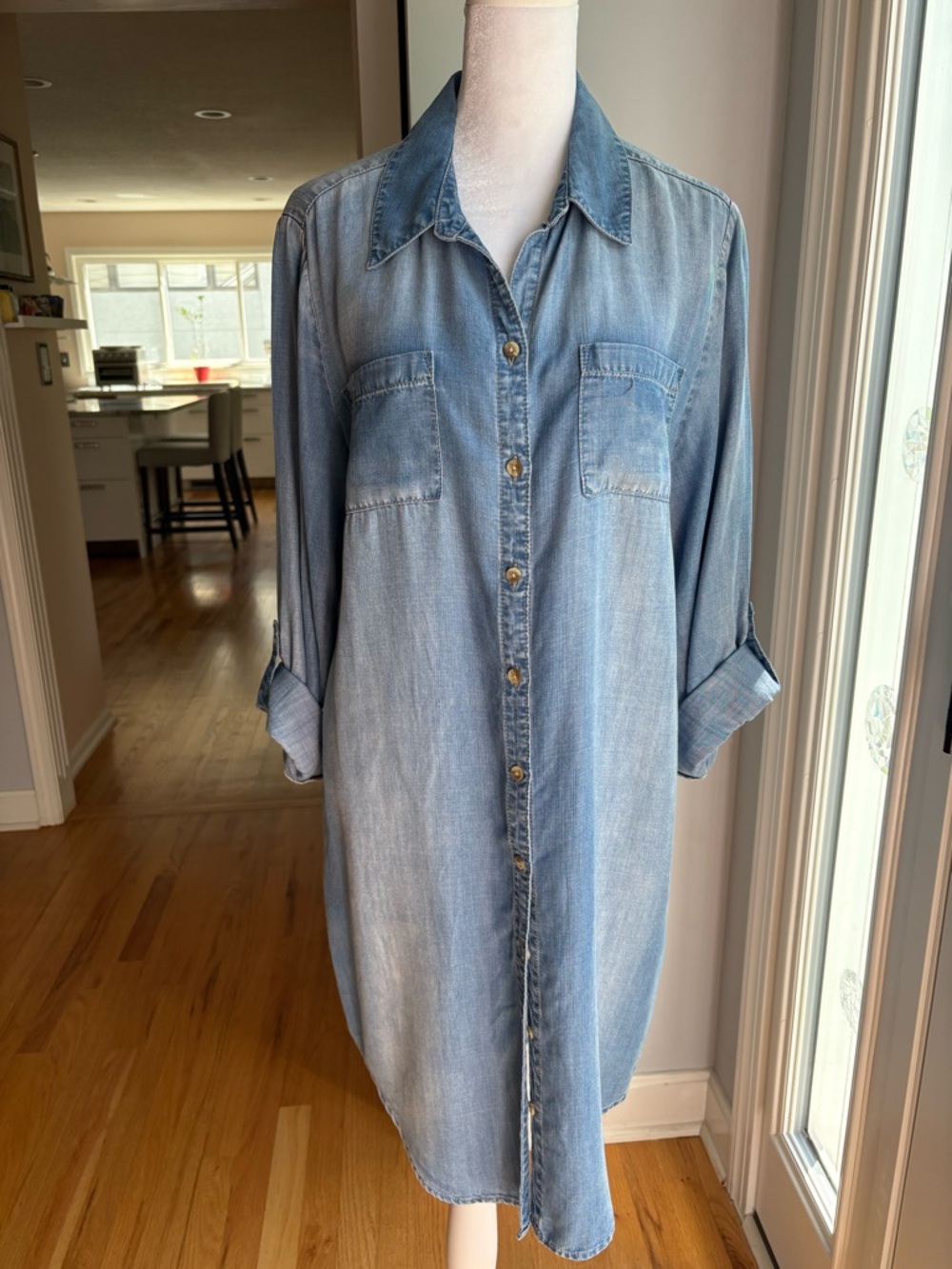 Light Wash Denim Shirt Dress